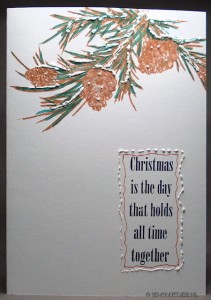 Winter Woods - Pine branch and pine cones en tekst van Damask Reindeer