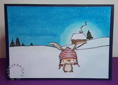 Snow Cabin on Hill (horizon) en Birch (winter BUNNY)